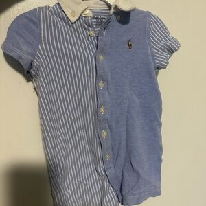 Ralph Lauren Kids Blue and White Striped Button Down Shirt